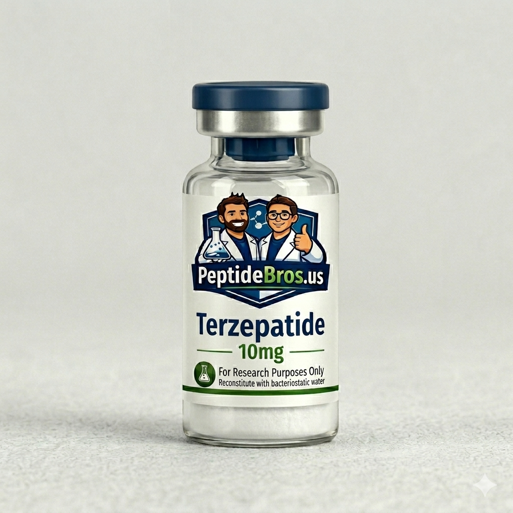 Tirzepatide research peptide vial — PeptideBros