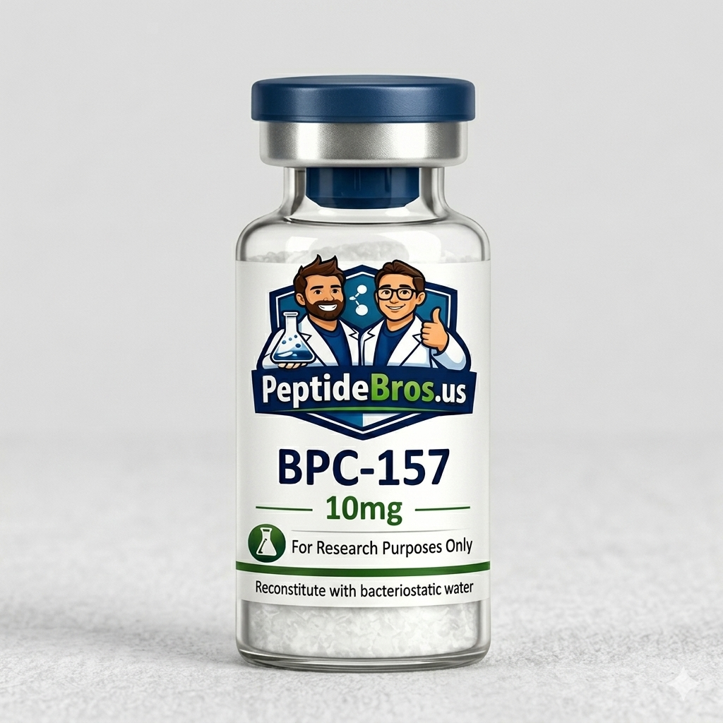 BPC-157 10mg research peptide vial — PeptideBros