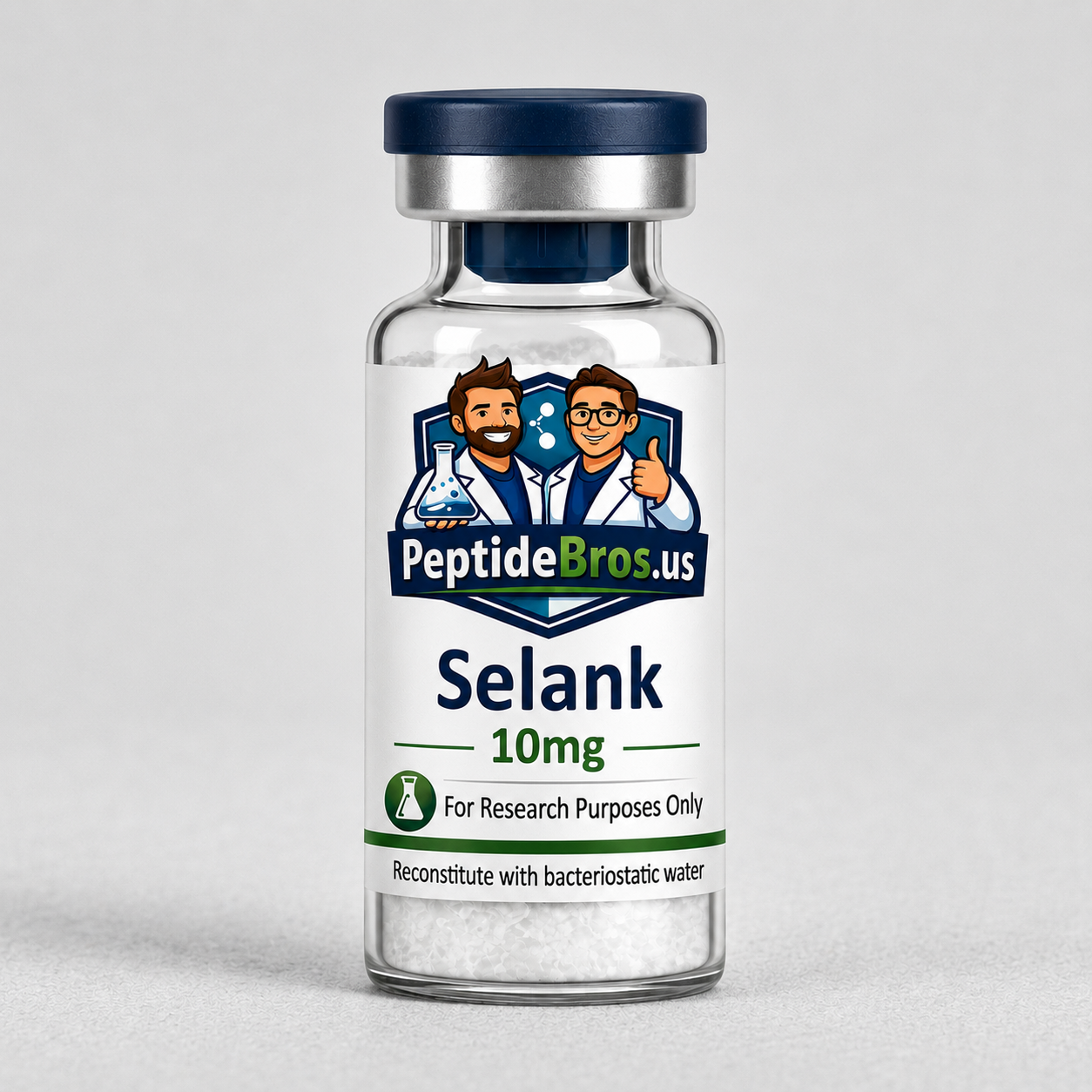 Selank 10mg research peptide vial — PeptideBros