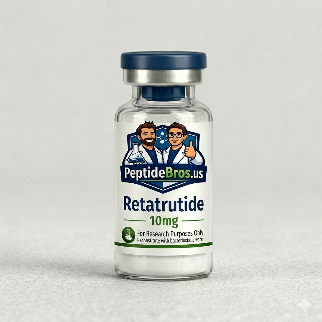 Retatrutide research peptide vial — PeptideBros
